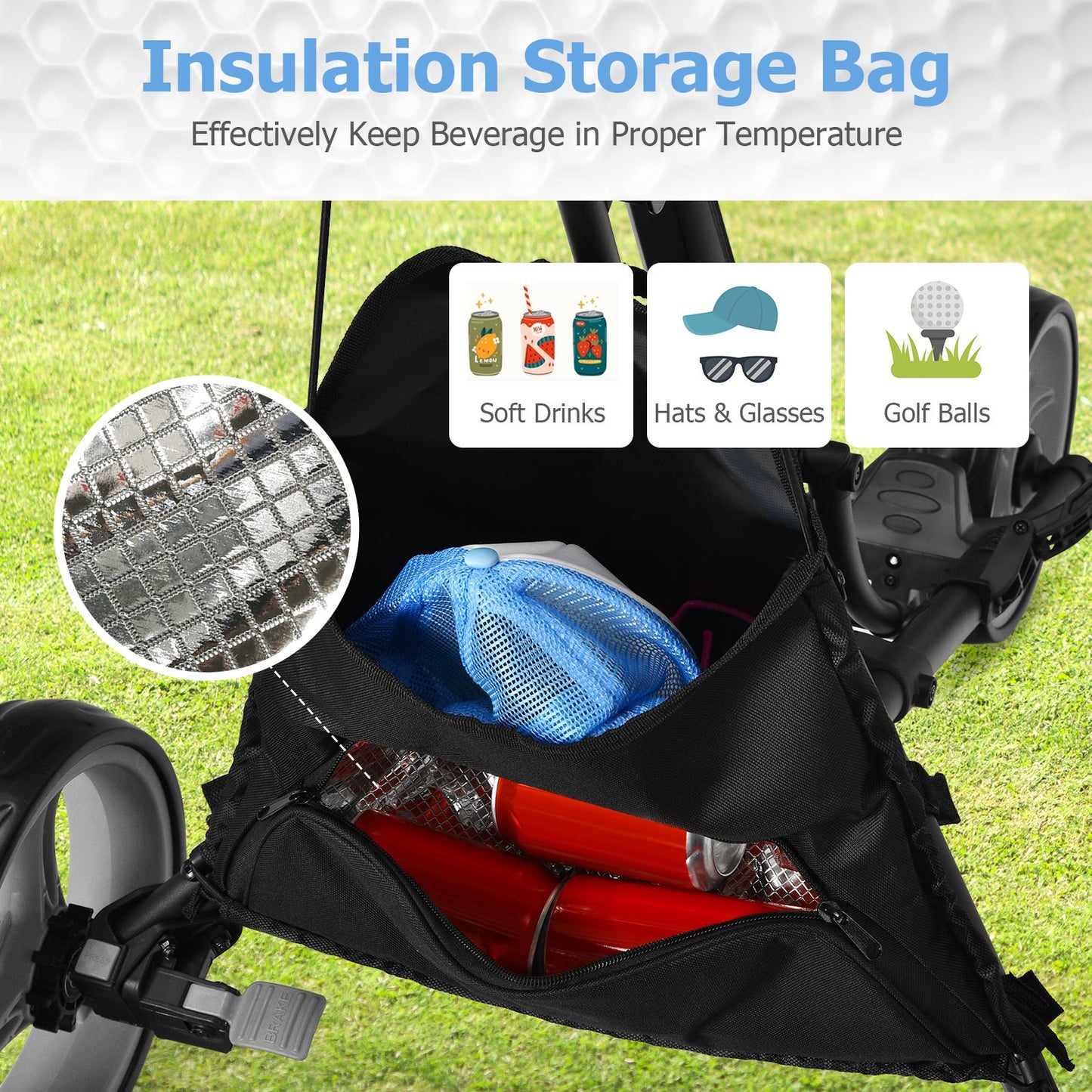 Three-Wheel Golf Push and Pull Cart with Adjustable Height Handle