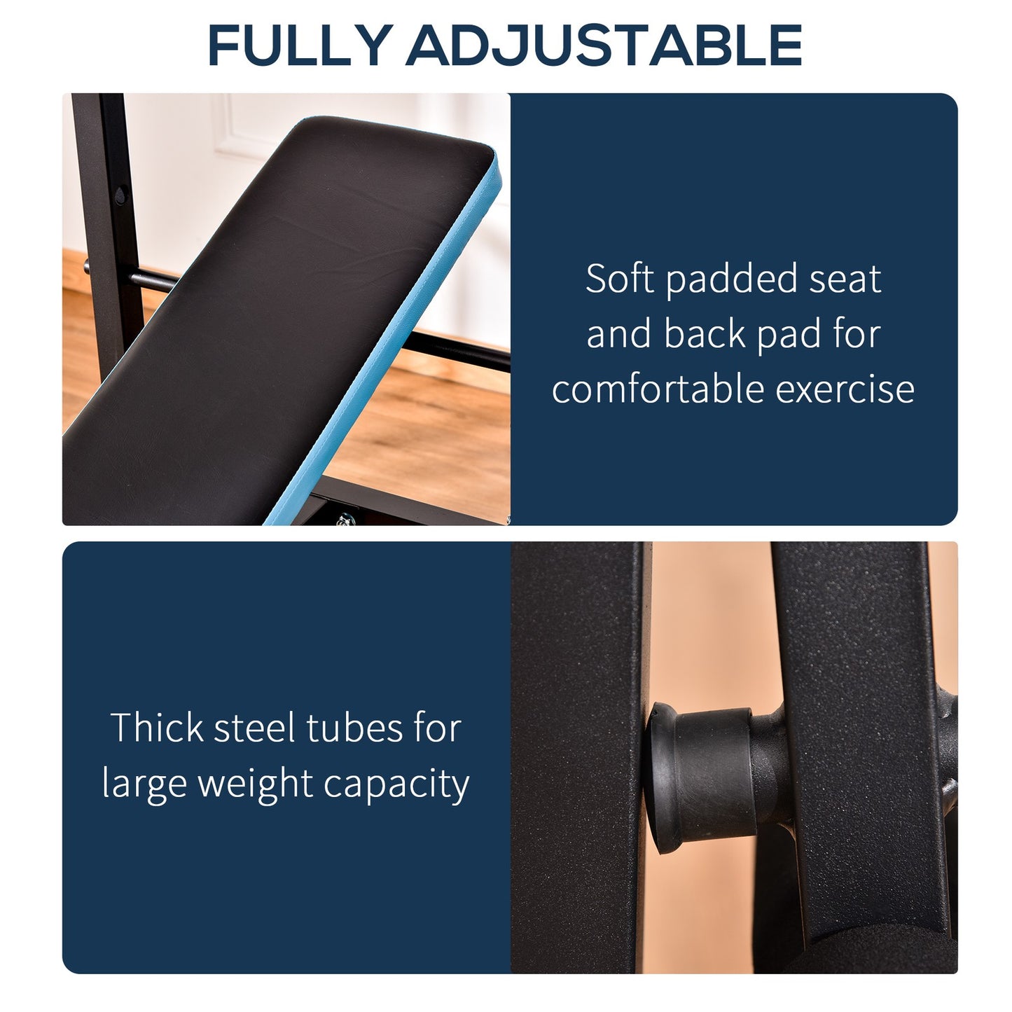 Adjustable Weight Bench with Leg Developer and Barbell Rack for Home Gym Fitness