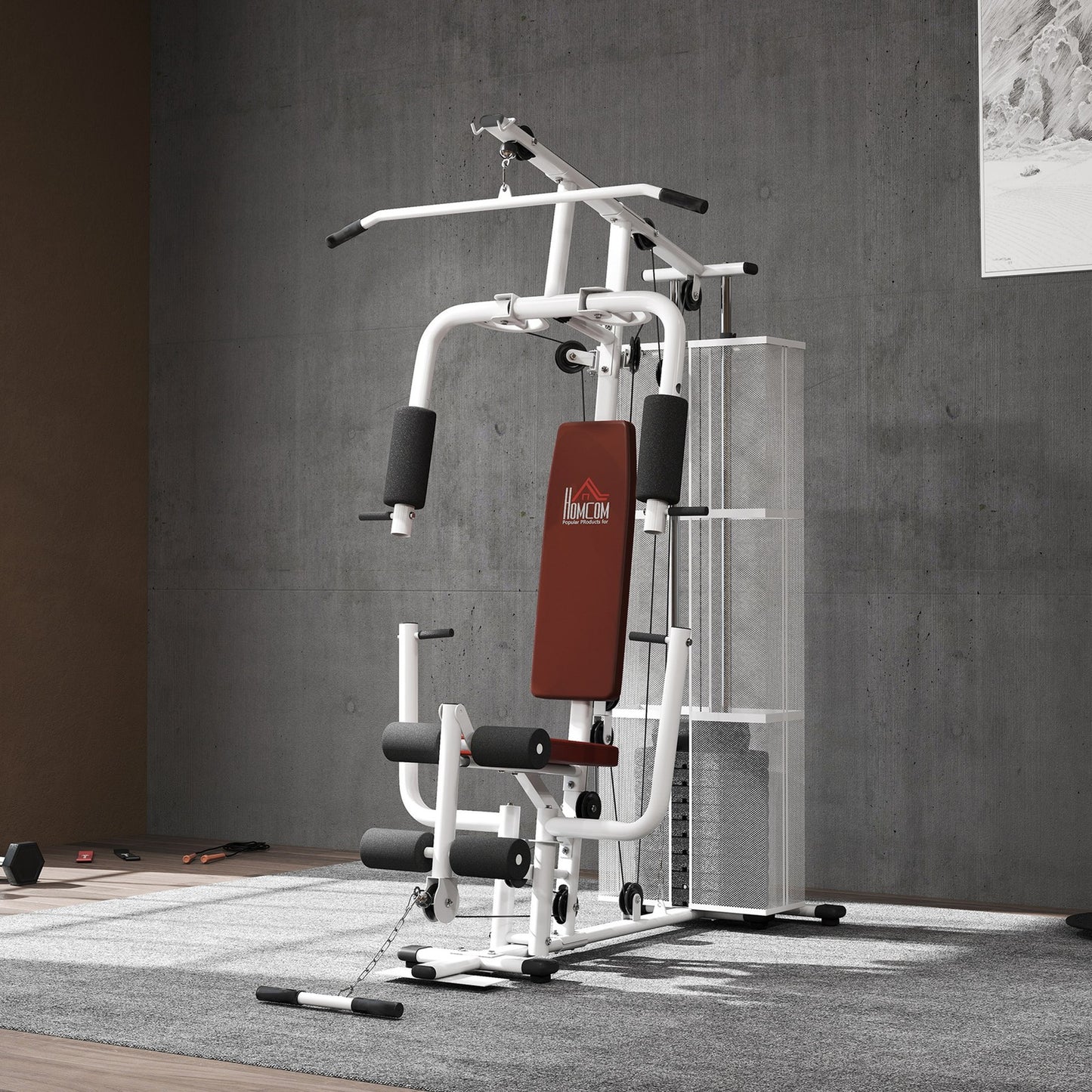 Multifunctional Home Gym Weight Training Station in White