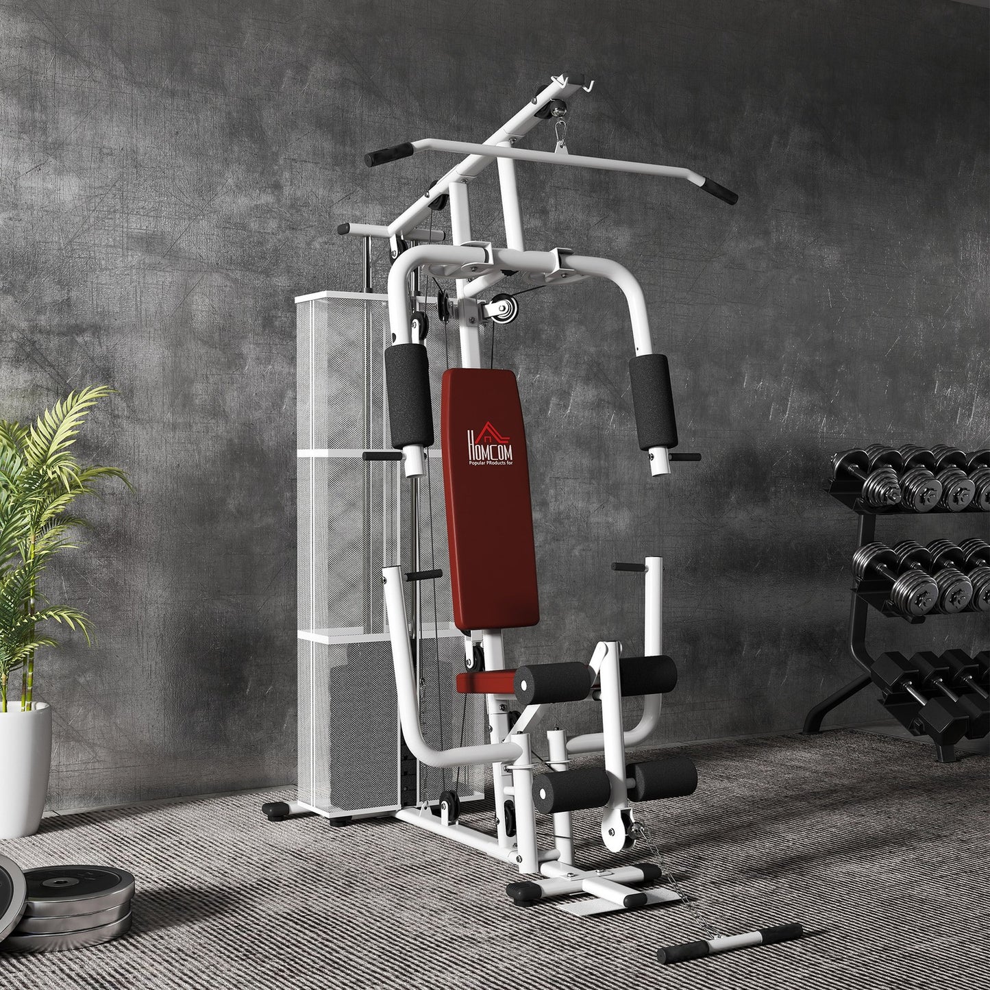 Multifunctional Home Gym Weight Training Station in White