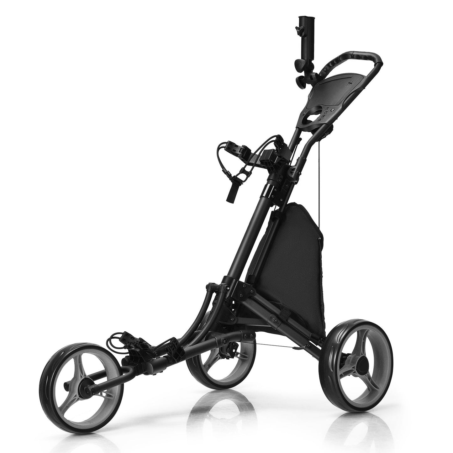 Three-Wheel Golf Push and Pull Cart with Adjustable Height Handle