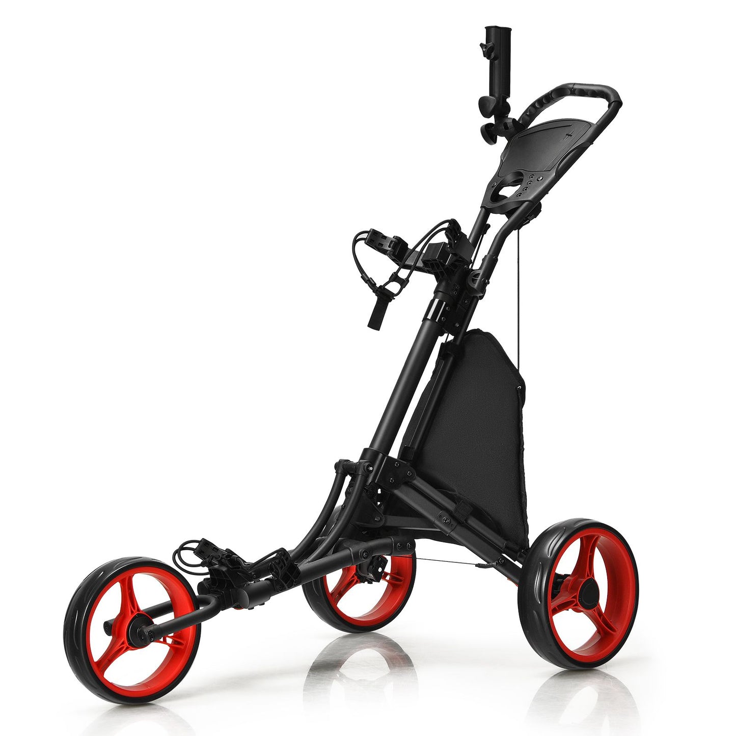 Three-Wheel Golf Push and Pull Cart with Adjustable Height Handle
