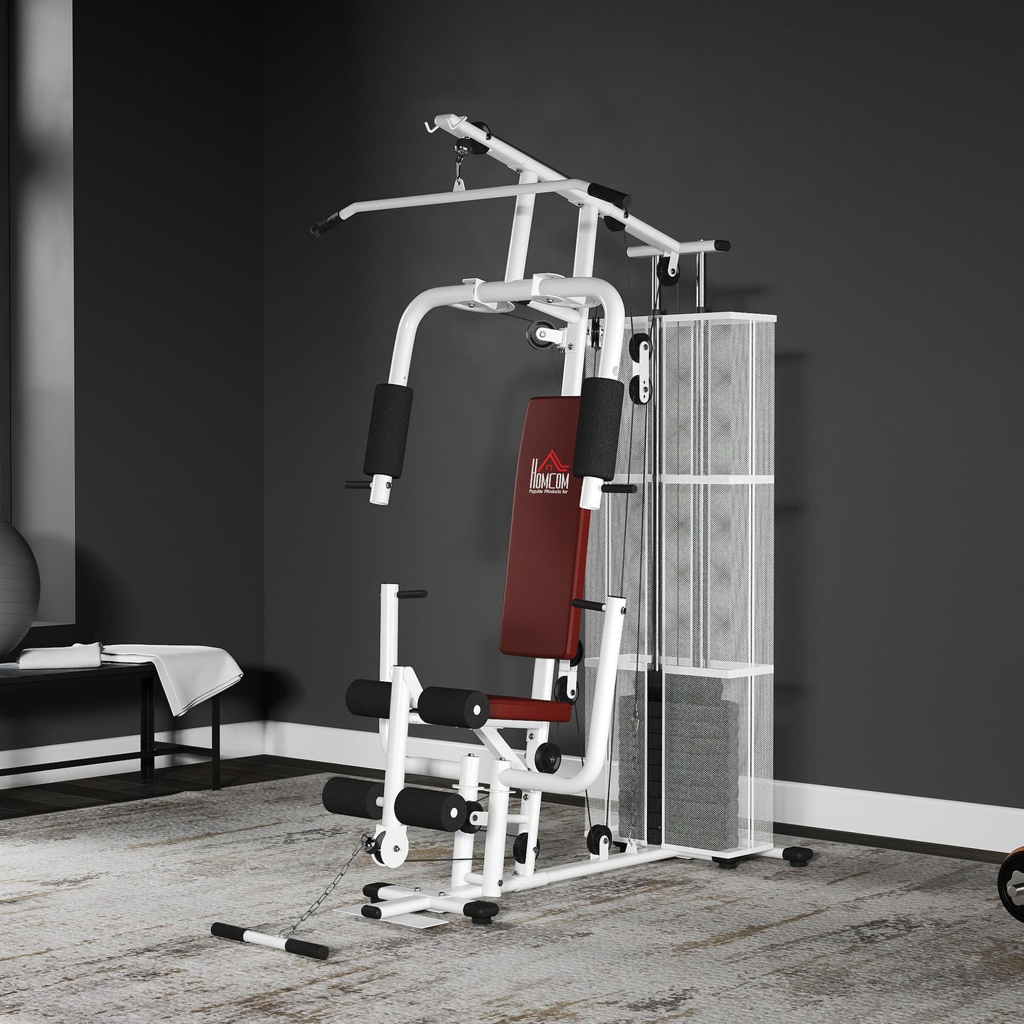 Multifunctional Home Gym Weight Training Station in White