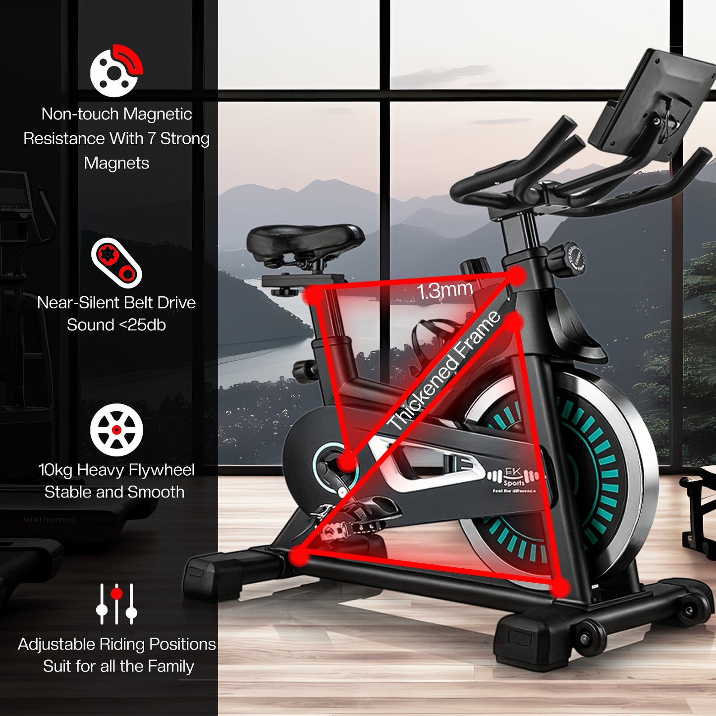 Indoor Fitness Spinning Bike with 10KG Flywheel for Cardio Training