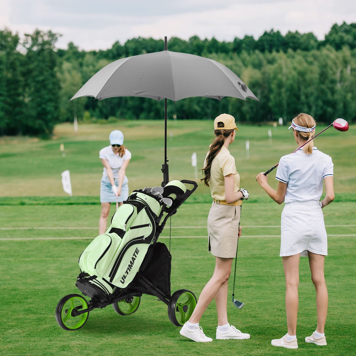 Three-Wheel Golf Push and Pull Cart with Adjustable Height Handle
