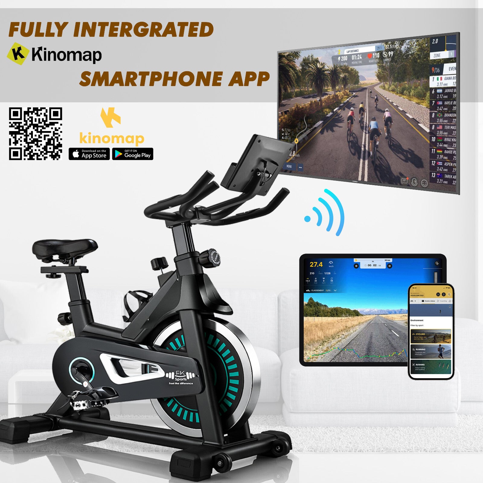 Indoor Fitness Spinning Bike with 10KG Flywheel for Cardio Training