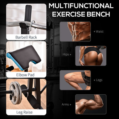 Adjustable Weight Bench with Leg Developer and Barbell Rack for Home Gym Fitness