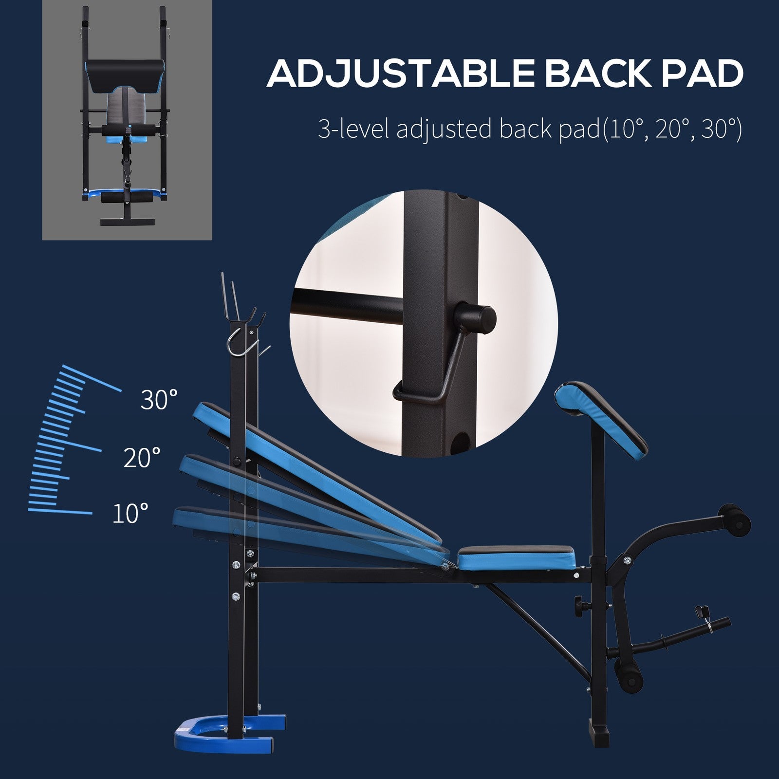 Adjustable Weight Bench with Leg Developer and Barbell Rack for Home Gym Fitness