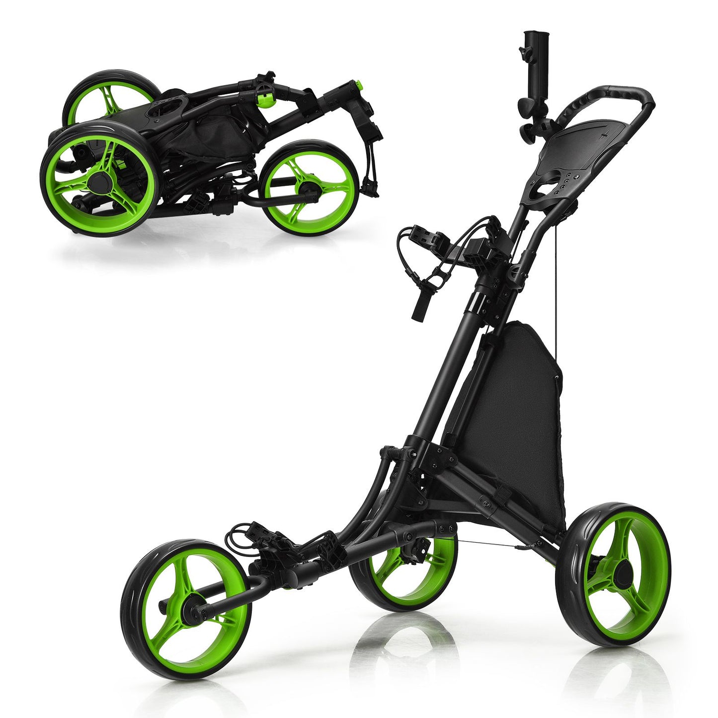 Three-Wheel Golf Push and Pull Cart with Adjustable Height Handle