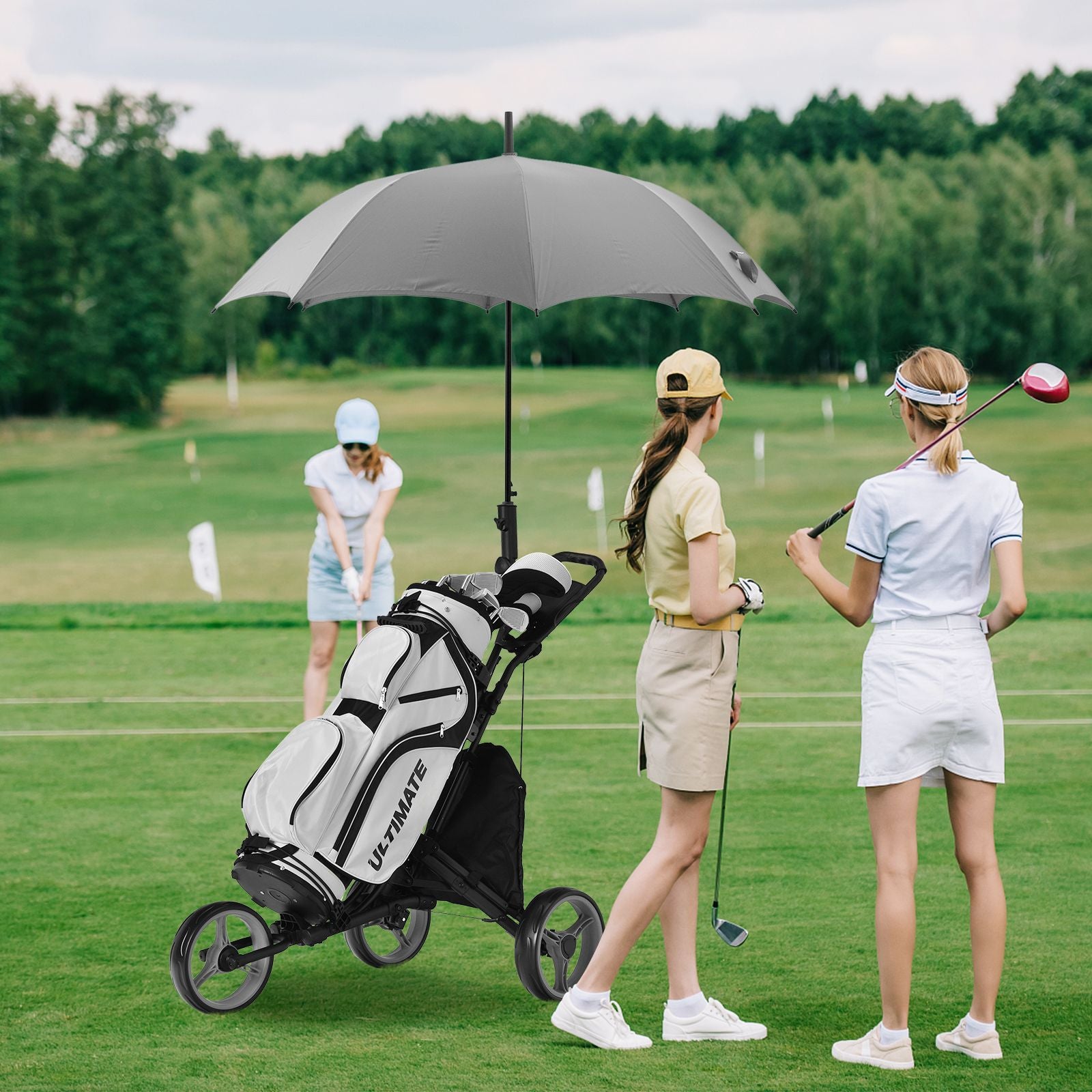 Three-Wheel Golf Push and Pull Cart with Adjustable Height Handle