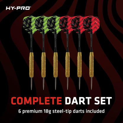 Topflight Dart Board Set – Professional Dartboard with Sisal Surface, Staple-Free Bullseye, Movable Wire, 6X 18G Steel Tip Darts, Wall Mount Kit, Indoor or Outdoor Use for Adults and Kids