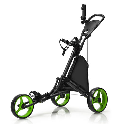 Three-Wheel Golf Push and Pull Cart with Adjustable Height Handle