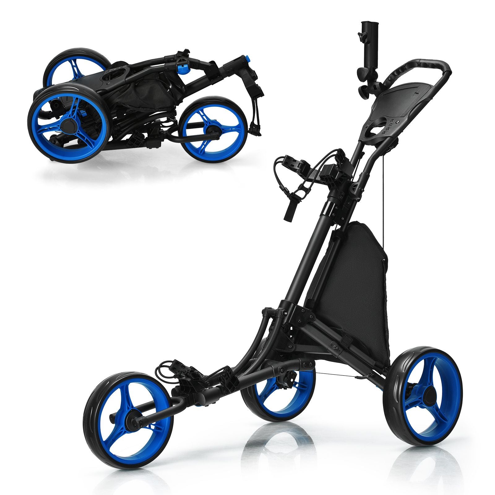 Three-Wheel Golf Push and Pull Cart with Adjustable Height Handle