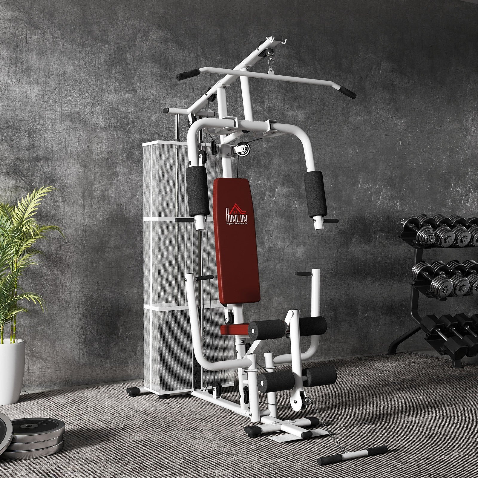 Multifunctional Home Gym Weight Training Station in White