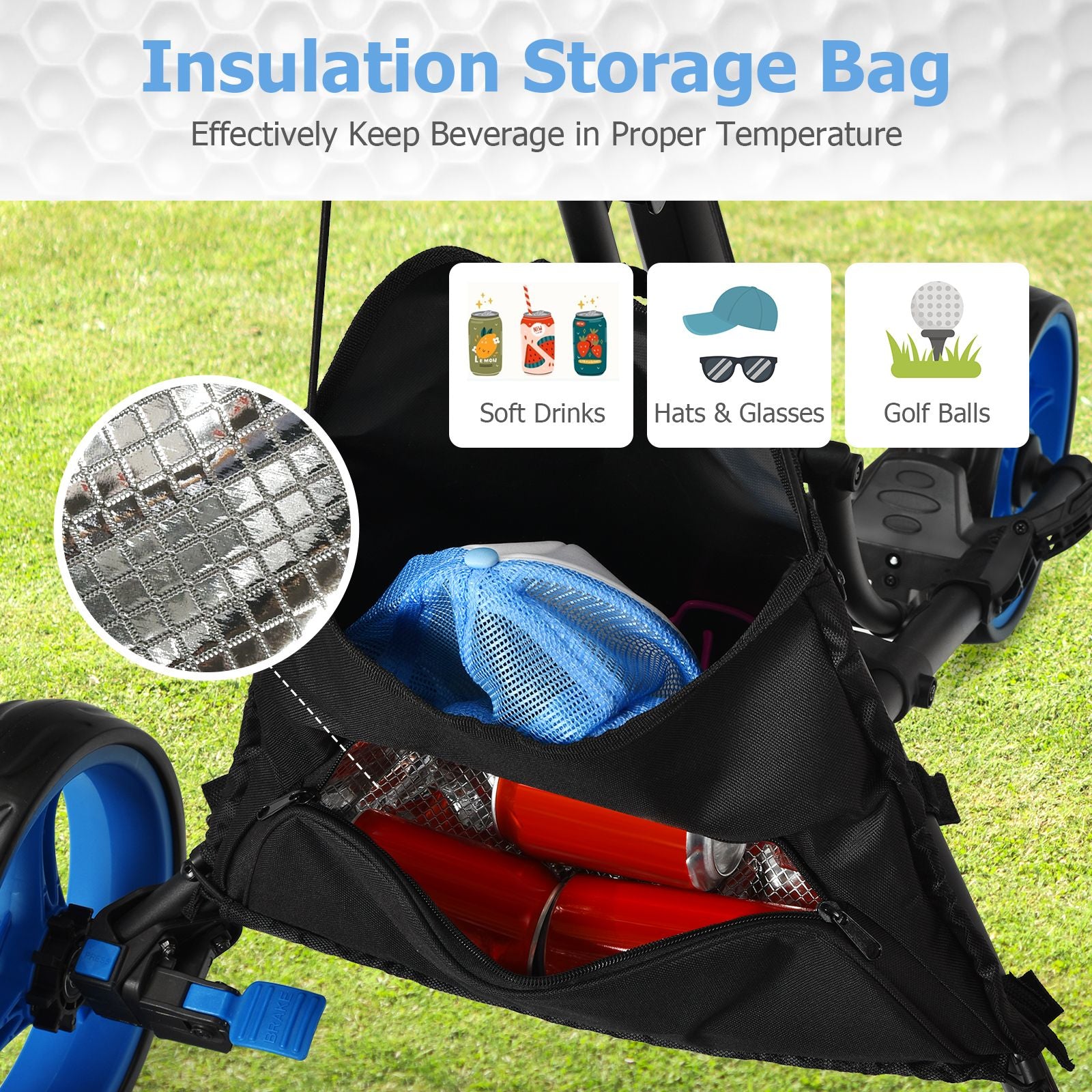Three-Wheel Golf Push and Pull Cart with Adjustable Height Handle