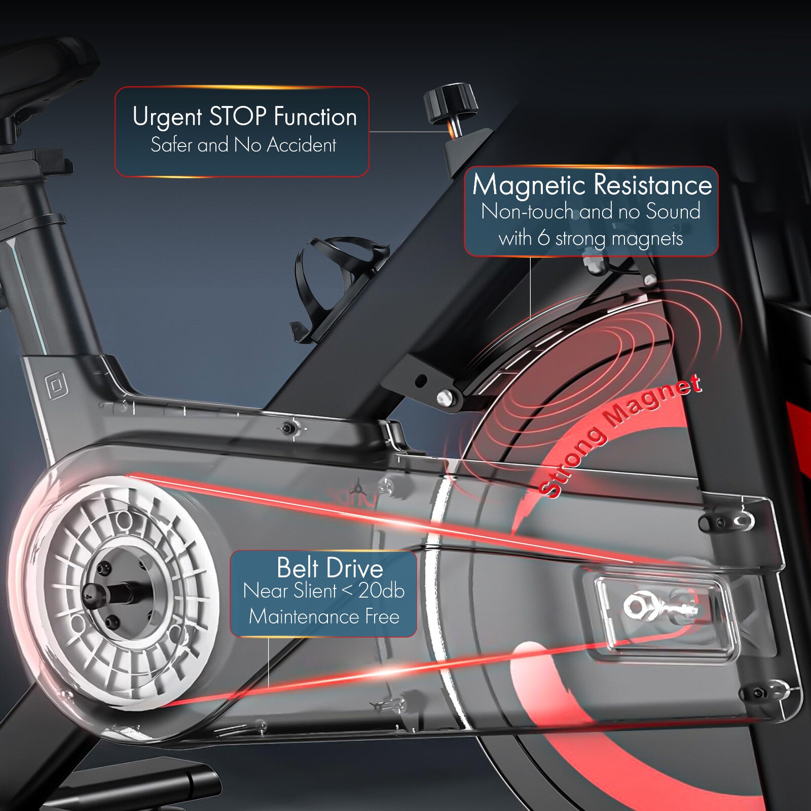 Indoor Fitness Spinning Bike with 10KG Flywheel for Cardio Training
