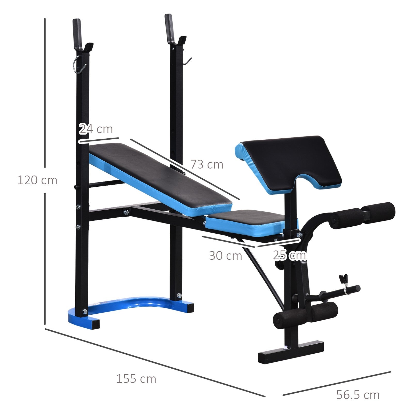Adjustable Weight Bench with Leg Developer and Barbell Rack for Home Gym Fitness