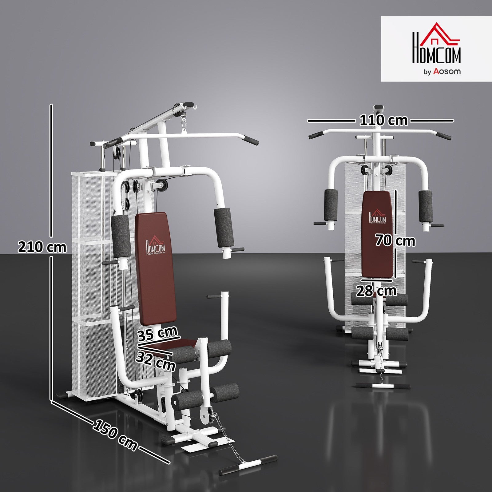 Multifunctional Home Gym Weight Training Station in White