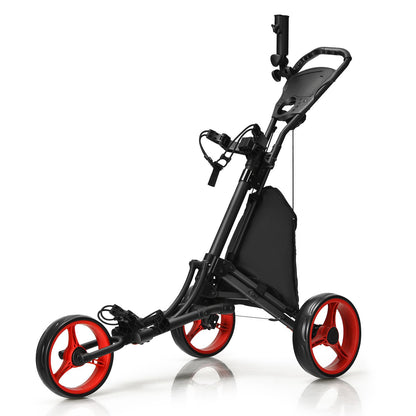 Three-Wheel Golf Push and Pull Cart with Adjustable Height Handle