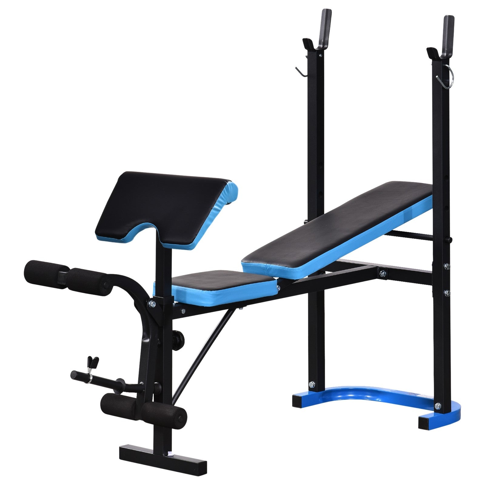 Adjustable Weight Bench with Leg Developer and Barbell Rack for Home Gym Fitness