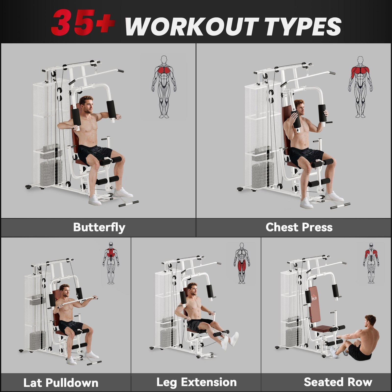 Multifunctional Home Gym Weight Training Station in White