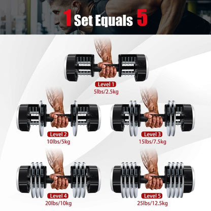 Weight Adjustable Dumbbells with Tray Anti-Slip Handle for Home Gym