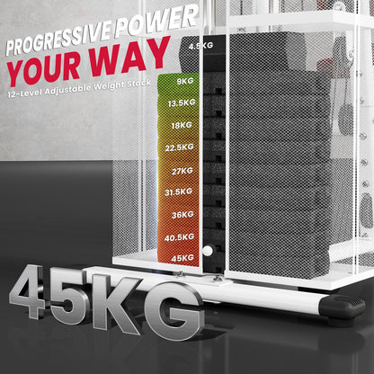 Multifunctional Home Gym Weight Training Station in White