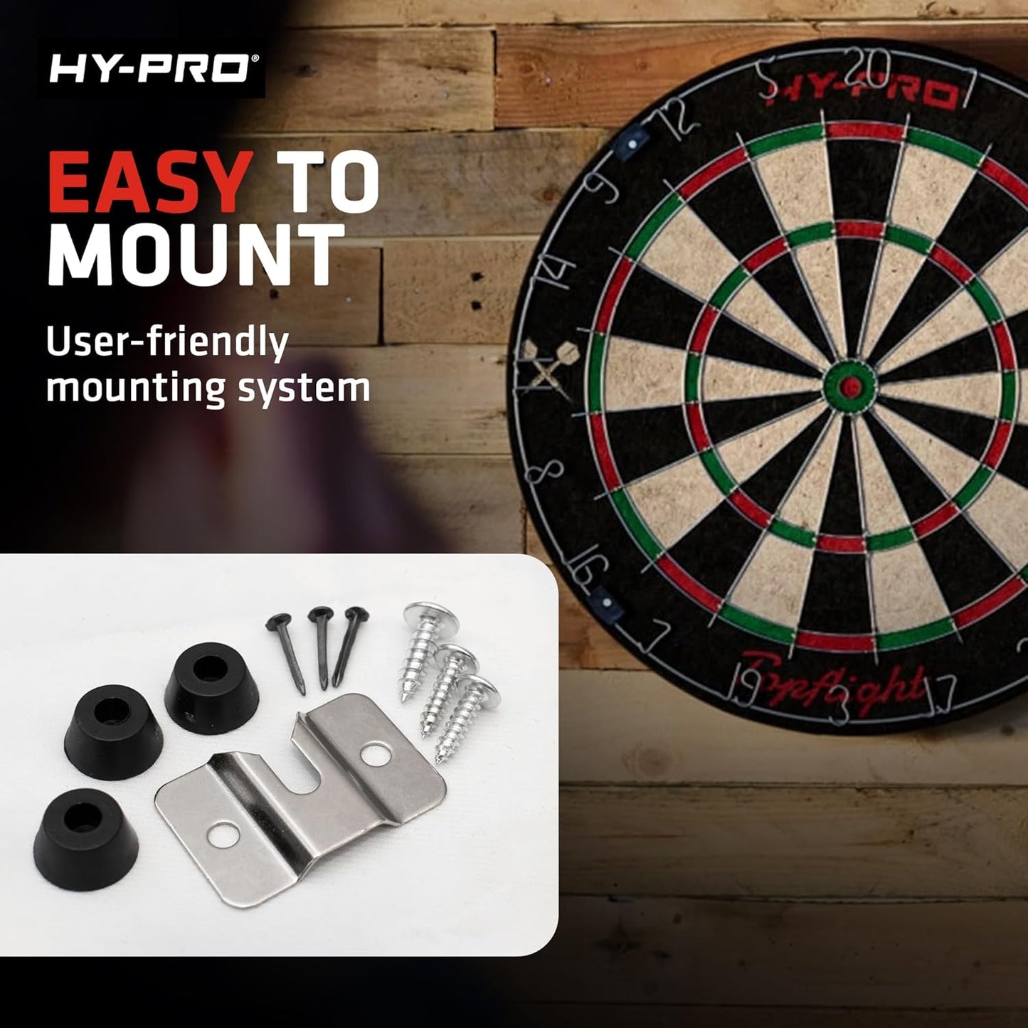 Topflight Dart Board Set – Professional Dartboard with Sisal Surface, Staple-Free Bullseye, Movable Wire, 6X 18G Steel Tip Darts, Wall Mount Kit, Indoor or Outdoor Use for Adults and Kids