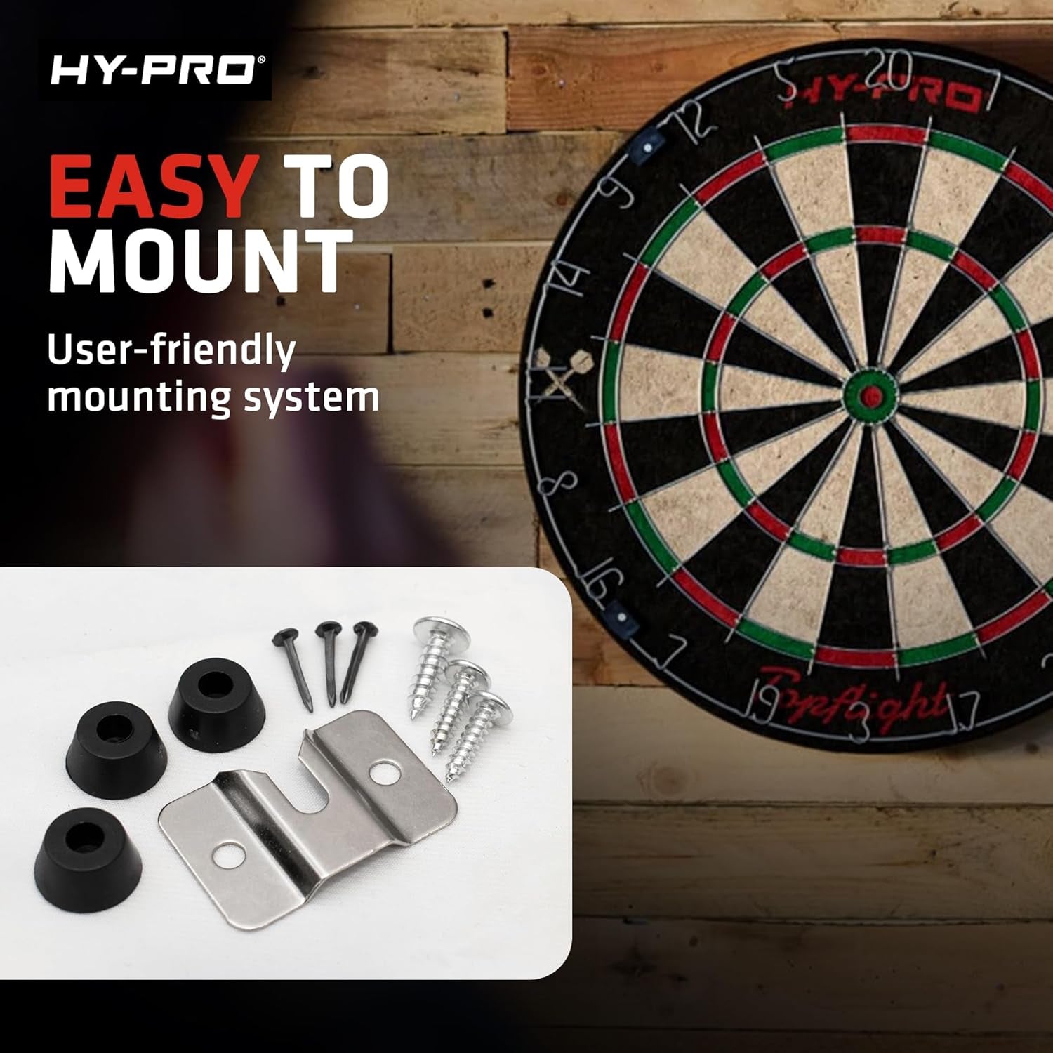 Topflight Dart Board Set – Professional Dartboard with Sisal Surface, Staple-Free Bullseye, Movable Wire, 6X 18G Steel Tip Darts, Wall Mount Kit, Indoor or Outdoor Use for Adults and Kids
